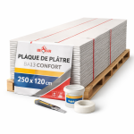 Plaque de Plâtre BA13 Confort 250 x 120 cm